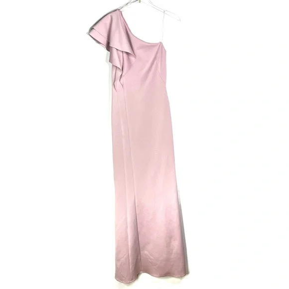 Black Halo Eve One Shoulder Gown Ruffle Mauve Blush Formal Bridesmaid Prom 6 - Picture 2 of 10